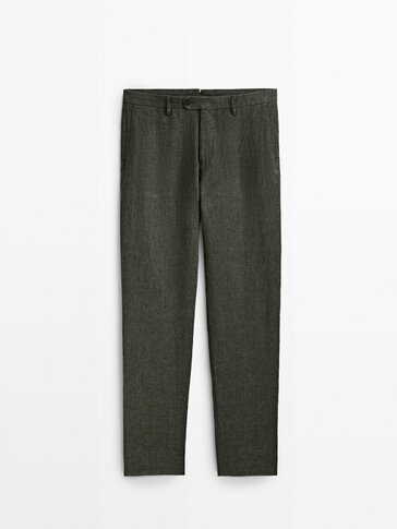 Houndstooth linen trousers