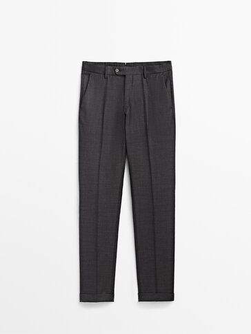 Grey wool suit trousers