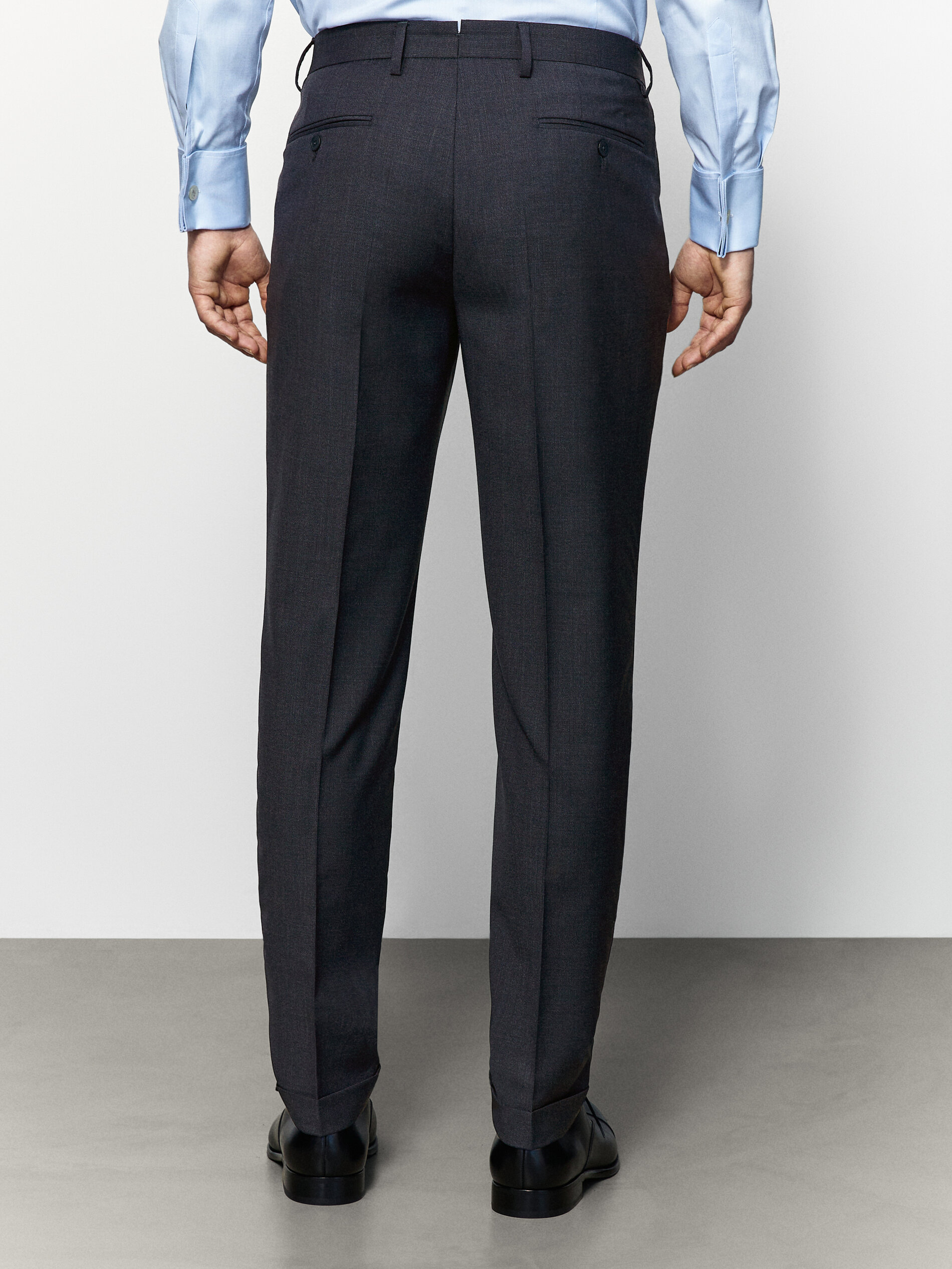 Massimo Dutti - Wool-mouliné yarn suit trousers