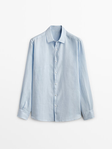 Slim fit 100% dyed linen shirt