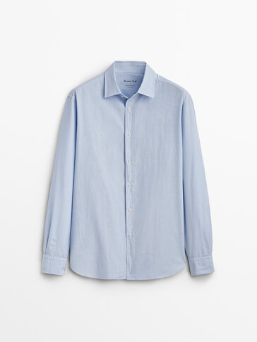 Premium cotton gestreepte blouse slim fit