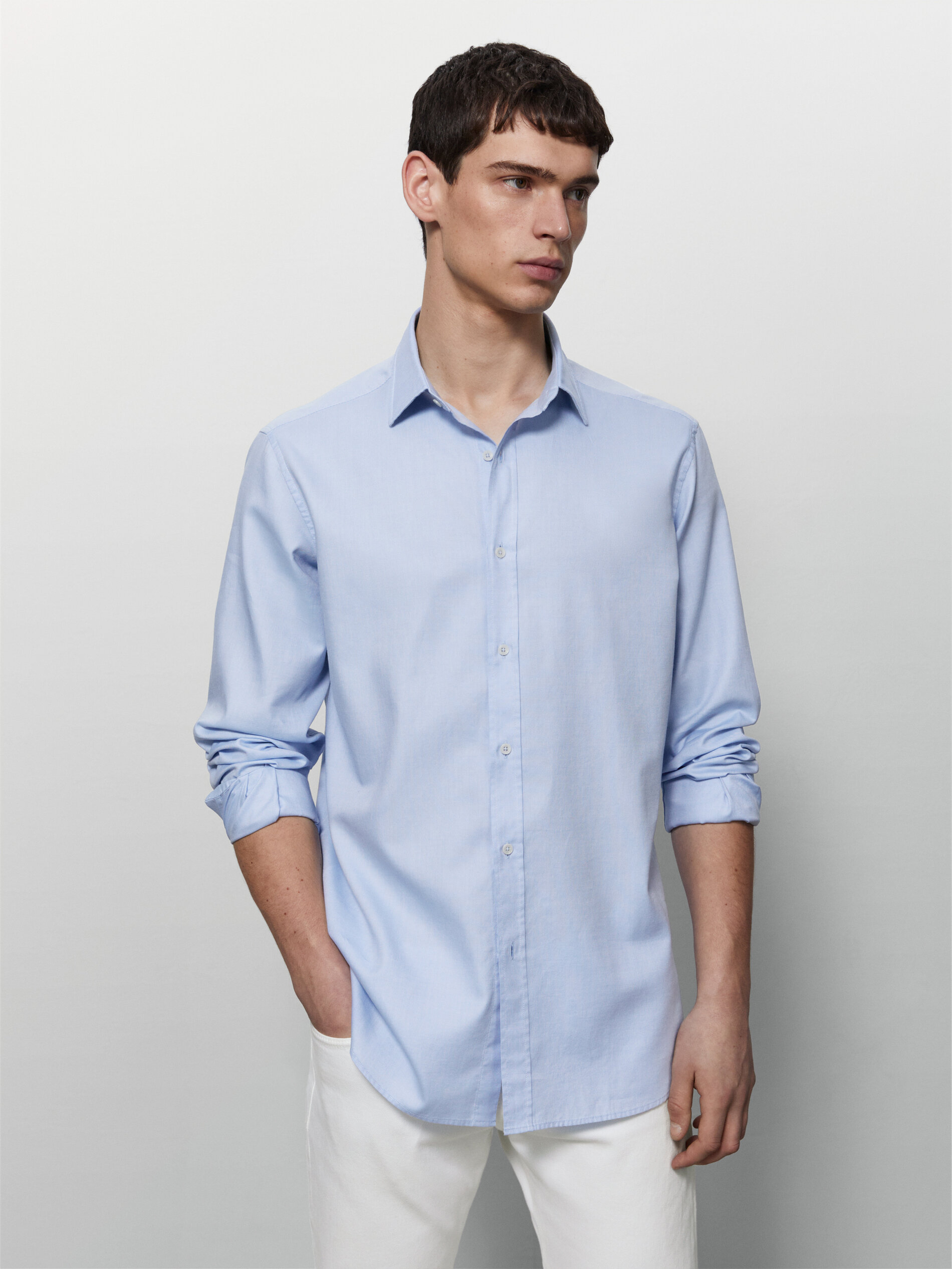 Massimo Dutti - Slim-fit premium cotton false plain shirt