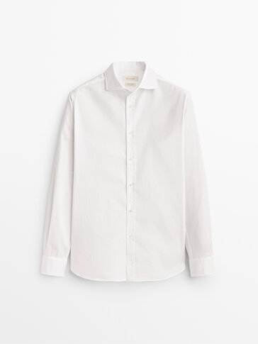 Slim fit Oxford košeľa z pranej bavlny s textúrou