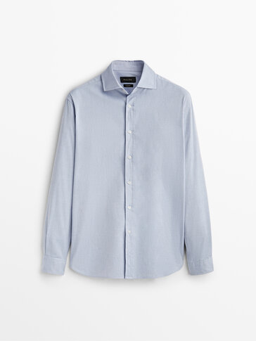 Slim fit Oxford košeľa z pranej bavlny s textúrou