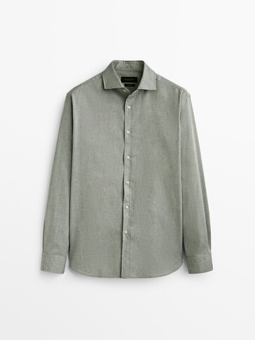 Slim-fit pinpoint cotton Oxford shirt