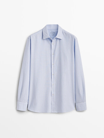 Regular fit cotton striped Oxford shirt