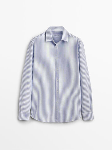 Slim fit cotton striped Oxford shirt