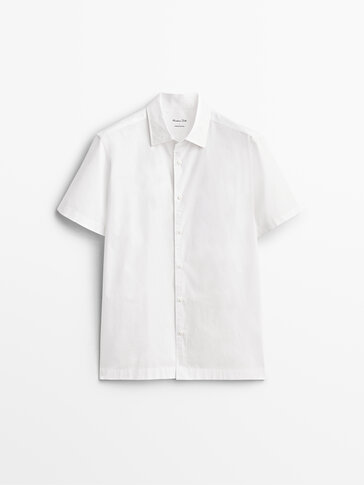 Regular fit short sleeve cotton twill shirt