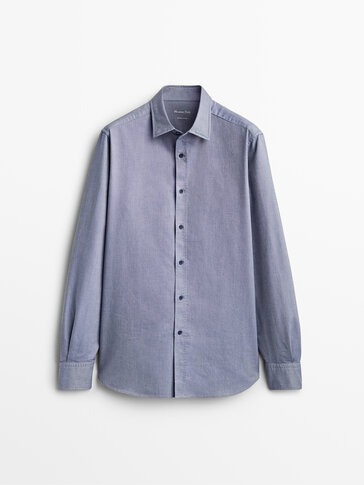 Slim fit washed cotton Oxford shirt