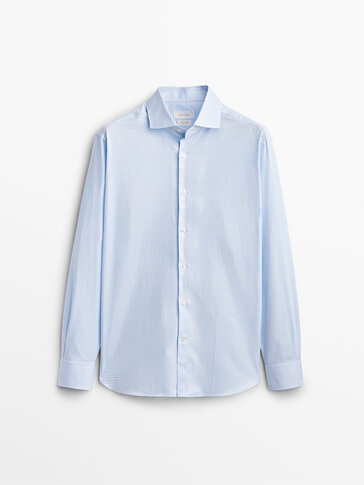 Памучна кошула со слим крој и ситно каро