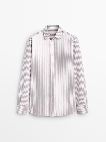Slim fit bavlnená pruhovaná Oxford košeľa