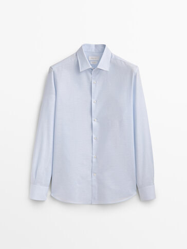 Regular fit cotton-linen blend shirt