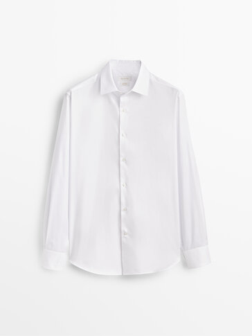 Βαμβακερό πουκάμισο με σχέδιο ύφανσης slim fit