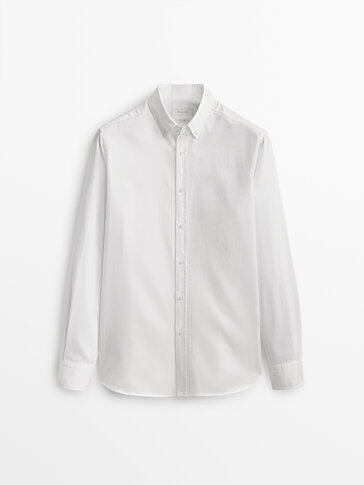 Slim fit textured cotton shirt