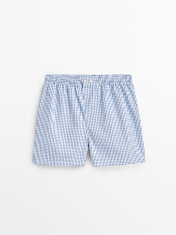 Pack of gingham check and stripe boxers