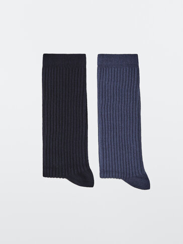 Pack of 2 ribbed cotton socks