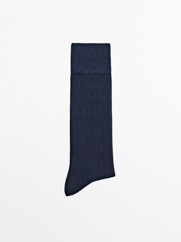 Žebrované ponožky z vlněné směsi