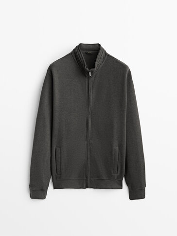 Textured cotton jacket with concealed hood