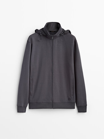 Cotton zip-up jacket with hood