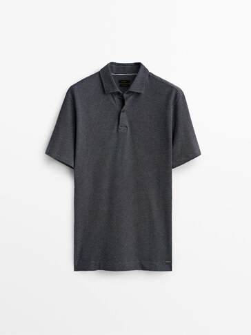 Micro textured short sleeve polo shirt
