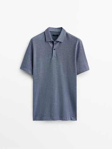 Micro textured short sleeve polo shirt