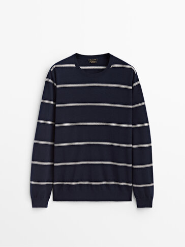 Silk and cashmere wool striped sweater