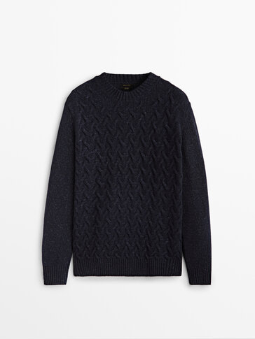 Cotton and wool cable-knit sweater