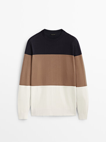 Džemper u blokovima boja s okruglim izrezom