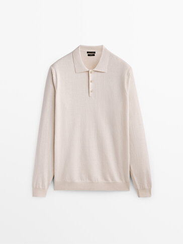 Cotton and wool polo sweater
