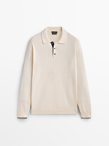 Cotton long sleeve polo sweater