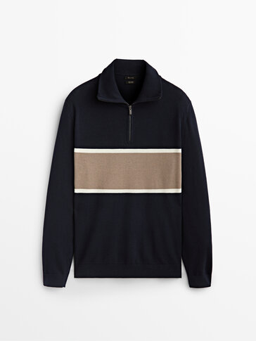 Pull col montant color block