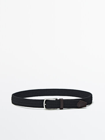 Black stretch belt with leather details