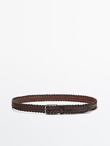 massimo dutti braided leather bolsa