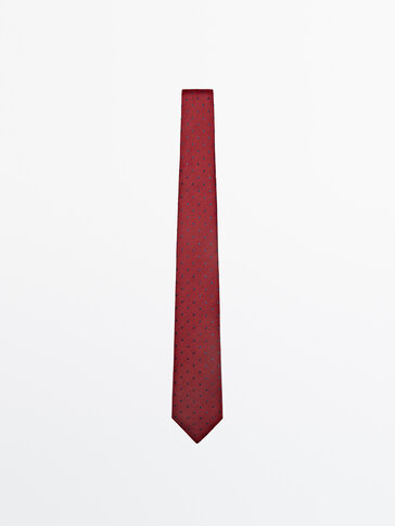 Контрастна краватка зі 100%-го шовку в горошок
