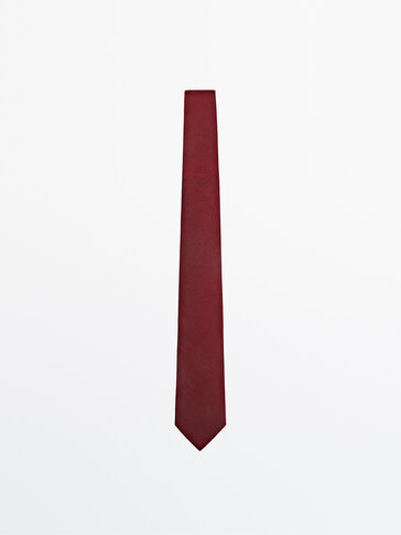Μονόχρωμη γραβάτα από 100% μετάξι με ανάγλυφη υφή