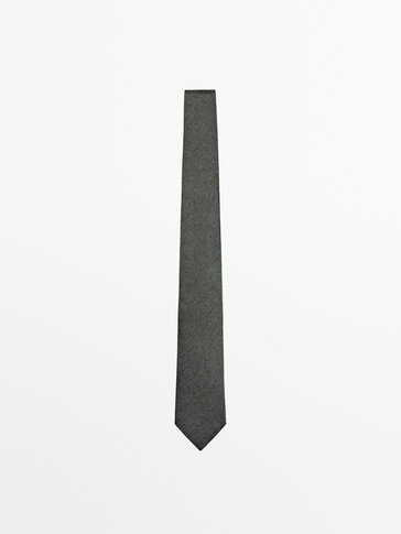 Рельефный галстук из 100% меланжевого шелка
