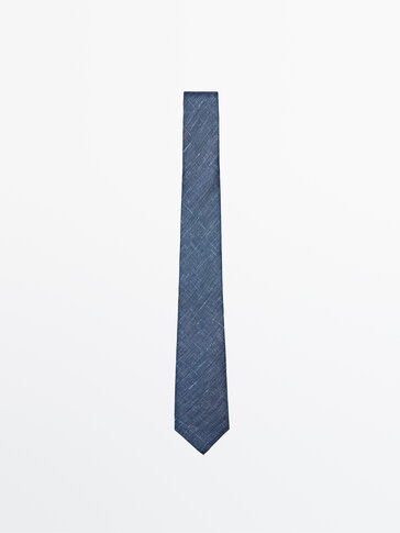 Flecked linen and silk tie
