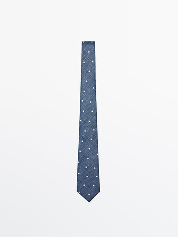 ربطة عنق من الحرير والكتان منقطة