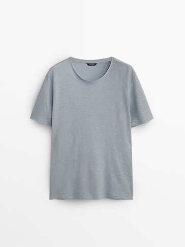 Camiseta lino algodón manga corta