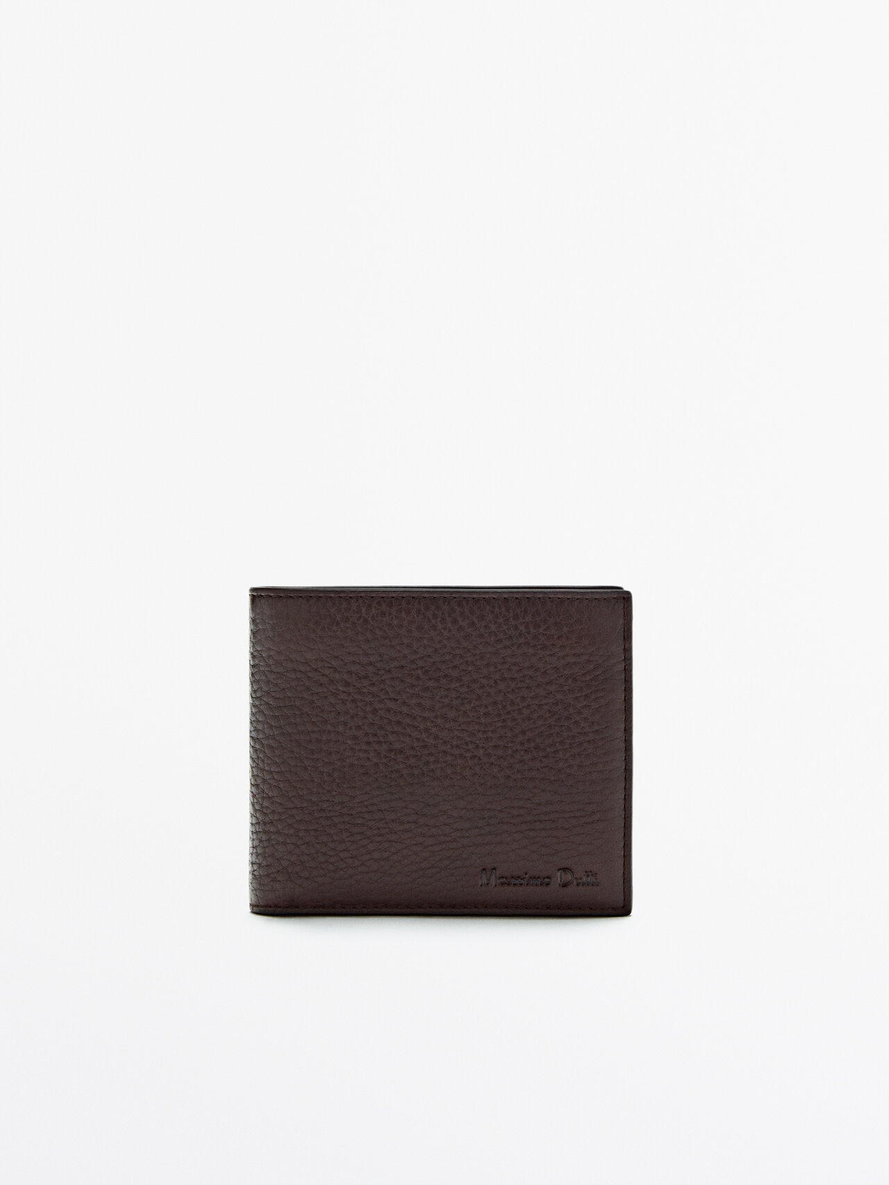 Massimo Dutti Leather Wallet In Brown