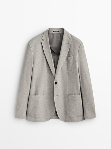 Grey piqué cotton blazer