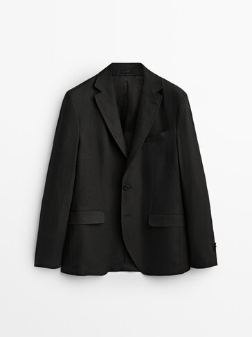Čierne ľanové oblekové sako Limited Edition
