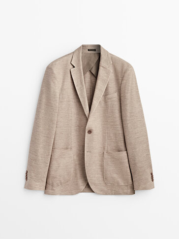 Cotton and linen blazer with pockets