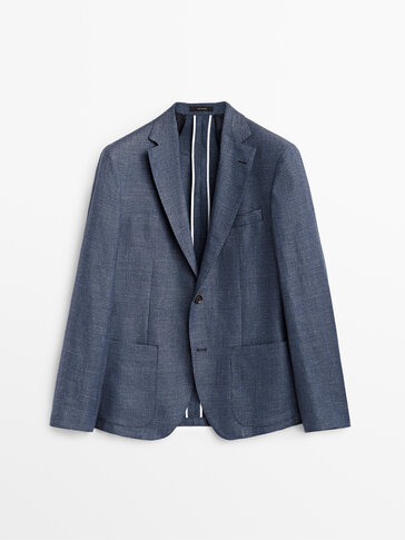 Check wool and linen blazer