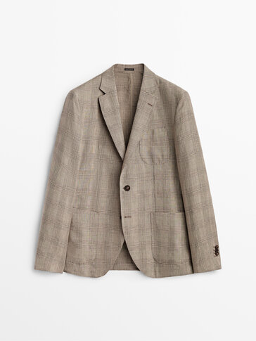 Check wool and linen blazer