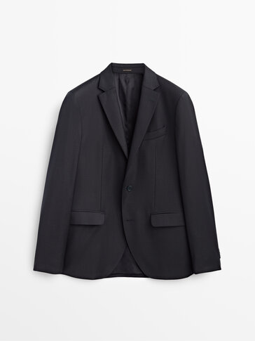 Vlnené tmavomodré oblekové sako
