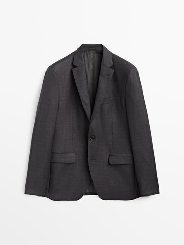 Серый костюмный пиджак из шерсти