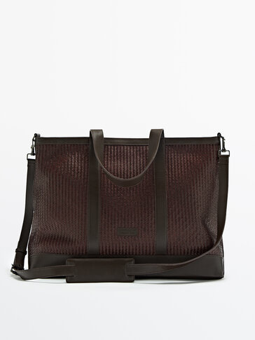 massimo dutti braided leather bolsa