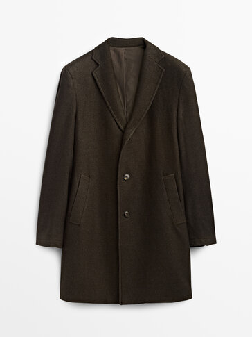 Пальто из крашеной шерсти цвета хаки