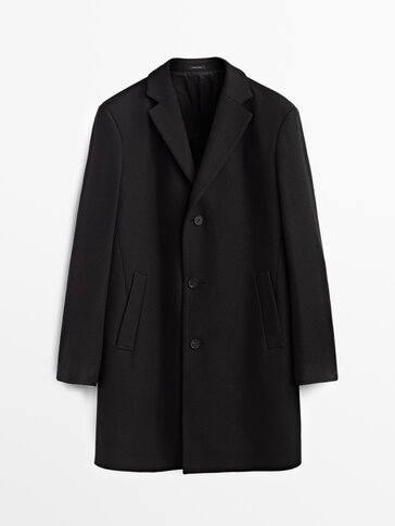 Palton elegant negru din serj